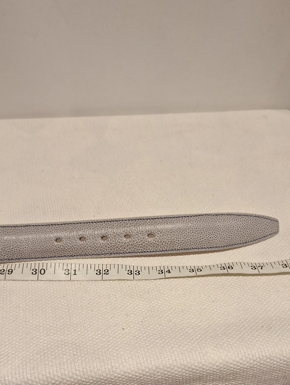 Mercury Leather Works Textured Light Gray Leather Belt with Silver Tone Buckle